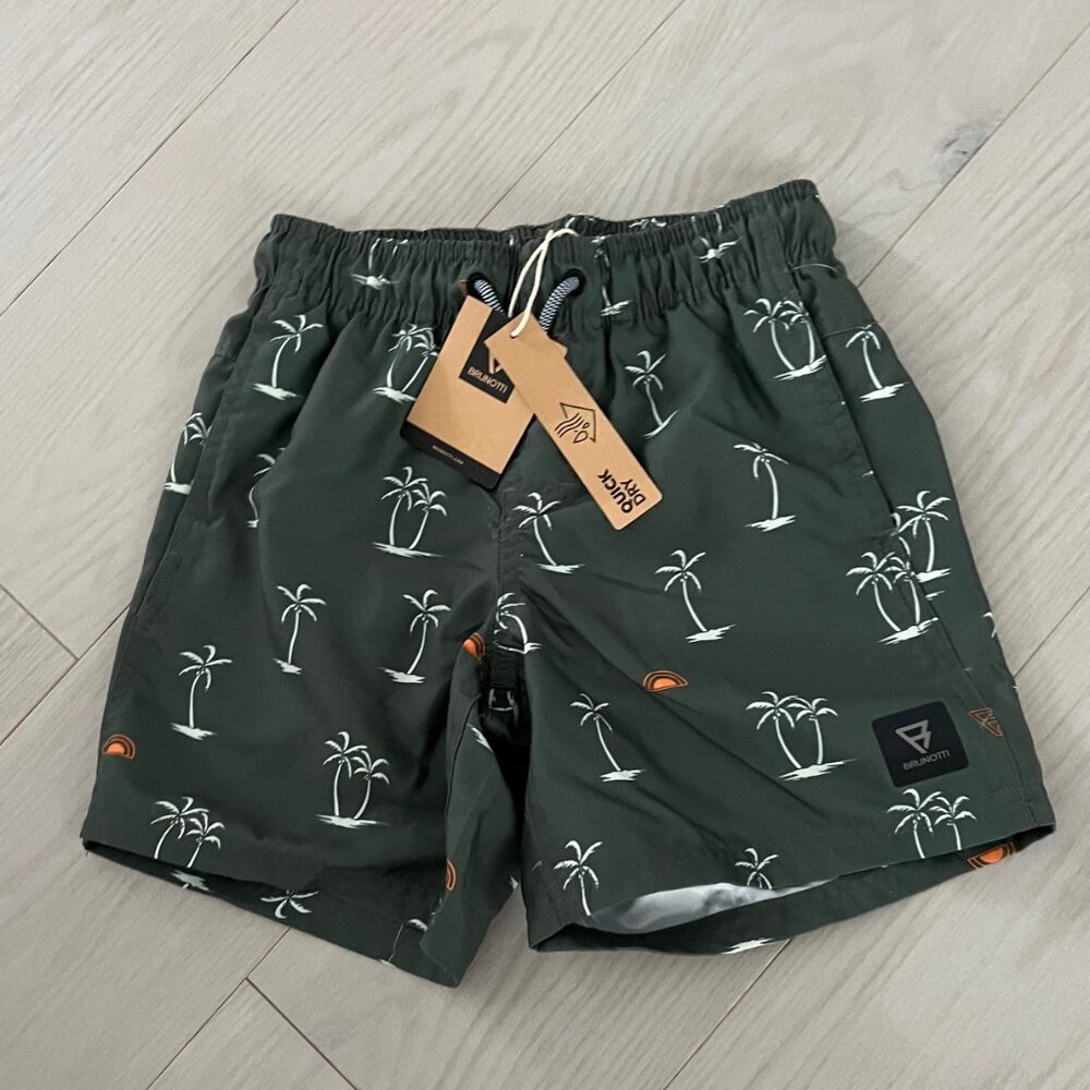 Brunotti swim shorts trunks palm trees green size 10 boys